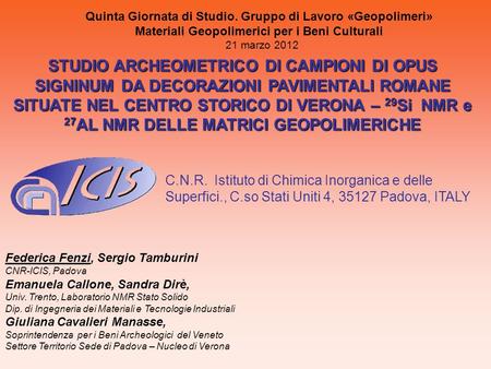 Quinta Giornata di Studio. Gruppo di Lavoro «Geopolimeri»