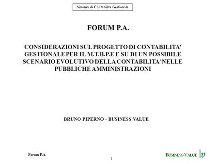 BRUNO PIPERNO - BUSINESS VALUE