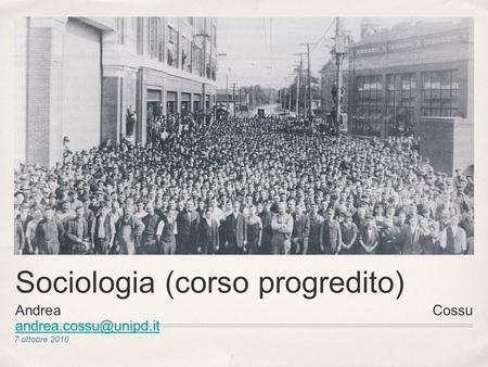 Sociologia (corso progredito)