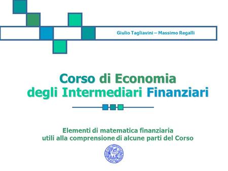 Corso di Economia degli Intermediari Finanziari