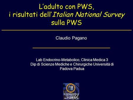 i risultati dell’Italian National Survey sulla PWS