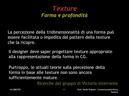 Texture Forma e profondità