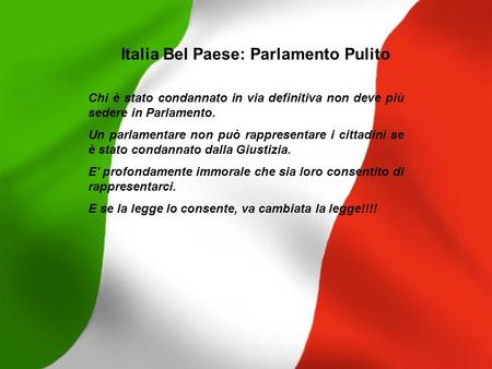 Italia Bel Paese: Parlamento Pulito