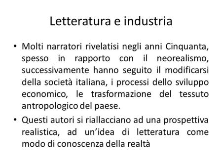 Letteratura e industria