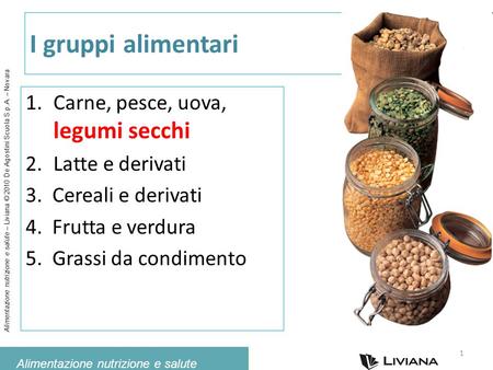 I gruppi alimentari Carne, pesce, uova, legumi secchi Latte e derivati