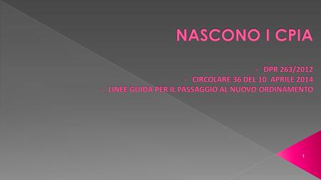 1. 2 2014 - 15 attivazione dei CPIA, dove non fosse possibile l’attivazione si valuterà la possibilità di attivare i progetti assistiti (nota MIUR n.