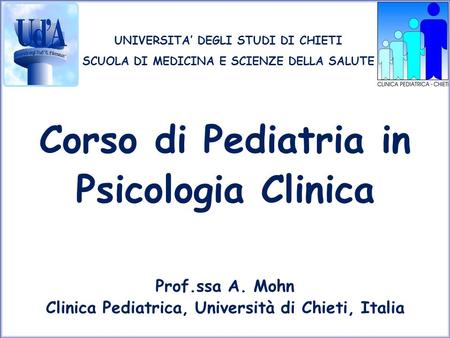 Corso di Pediatria in Psicologia Clinica