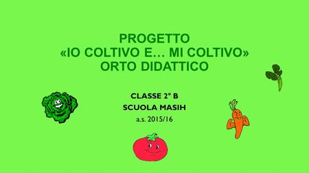 PROGETTO «IO COLTIVO E… MI COLTIVO» ORTO DIDATTICO CLASSE 2° B SCUOLA MASIH a.s. 2015/16.
