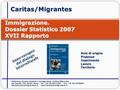 Anno europeo del dialogo interculturale Caritas/Migrantes Redazione Dossier Statistico Immigrazione Caritas/Migrantes Via Aurelia 796, 00165 Roma - Tel.
