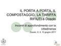IL PORTA A PORTA, IL COMPOSTAGGIO, LA TARIFFA RIFIUTI a Dosolo Incontri di approfondimento con la cittadinanza Dosolo, 8, 9, 10 giugno 2011.