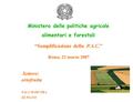 “Semplificazione della P.A.C.” Roma, 23 marzo 2007 Settore: ortofrutta SALA MARCORA III PIANO Ministero delle politiche agricole alimentari e forestali.