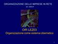 1 OIR LEZ03 Organizzazione come sistema cibernetico ORGANIZZAZIONE DELLE IMPRESE IN RETE AA. 2006-07.