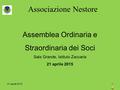 121 aprile 2015 Associazione Nestore Assemblea Ordinaria e Straordinaria dei Soci Sala Grande, Istituto Zaccaria 21 aprile 2015.