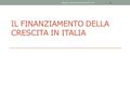 IL FINANZIAMENTO DELLA CRESCITA IN ITALIA Storia economica LM 2015-161.