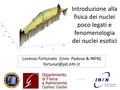 Lorenzo Fortunato (Univ. Padova & INFN) Introduzione alla fisica dei nuclei poco legati e fenomenologia dei nuclei esotici.