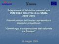 Programma di Iniziativa comunitaria INTERREG IIIA ITALIA-AUSTRIA 2000-2006 Presentazione dell’avviso a presentare proposte progettuali: “Gemellaggi e cooperazione.