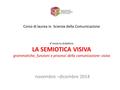 Corso di laurea in Scienze della Comunicazione 4°modulo didattico LA SEMIOTICA VISIVA grammatiche, funzioni e processi della comunicazione visiva novembre.