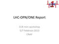 LHC-OPN/ONE Report CCR mini workshop 5/7 Febbraio 2013 CNAF.