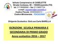 Istituto Comprensivo di CASELETTE Strada Contessa, 90 – 10040Caselette (TO) tel. 011/9688866 – fax 011/9687724   Codice.
