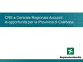 CRS e Centrale Regionale Acquisti: le opportunità per la Provincia di Cremona.