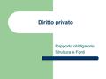 Diritto privato Rapporto obbligatorio Struttura e Fonti.