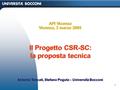 1 API Vicenza Vicenza, 2 marzo 2005 Antonio Tencati, Stefano Pogutz – Università Bocconi Il Progetto CSR-SC: la proposta tecnica.