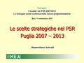 Le scelte strategiche nel PSR Puglia 2007 – 2013 Bari, 14 settembre 2007 Massimiliano Schiralli Convegno Il Leader nel PSR 2007/2013 Lo sviluppo rurale.