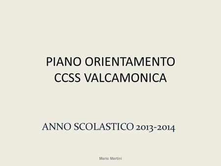 PIANO ORIENTAMENTO CCSS VALCAMONICA ANNO SCOLASTICO 2013-2014 Mario Martini.