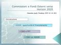 Commissioni e Fondi Esterni verso Horizon 2020 H2020: opportunità di finanziamento CSN3 e FP7 Introduzione CSN3 vs. H2020.