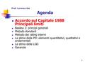 1 Prof. Lorenzo Gai Agenda Accordo sul Capitale 1988 Principali limiti Basilea 2: principi generali Metodo standard Metodo dei rating interni La stima.