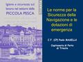 Le norme per la Sicurezza della Navigazione e le dotazioni di emergenza C.F. (CP) Paolo MASELLA Capitaneria di Porto di Trieste.