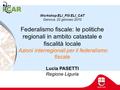 Workshop ELI_FIS ELI_CAT Genova, 22 gennaio 2010 Federalismo fiscale: le politiche regionali in ambito catastale e fiscalità locale Azioni interregionali.