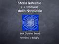 Prof Giovanni Brandi University of Bologna Storia Naturale ( ± modificata) delle Neoplasie.