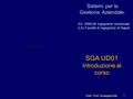 SGA - Prof. Giuseppe Zollo 1 Sistemi per la Gestione Aziendale. AA. 2008-09 Ingegneria Gestionale (LS) Facoltà di Ingegneria di Napoli SGA UD01 Introduzione.