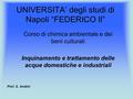UNIVERSITA’ degli studi di Napoli “FEDERICO II” Corso di chimica ambientale e dei beni culturali Inquinamento e trattamento delle acque domestiche e industriali.