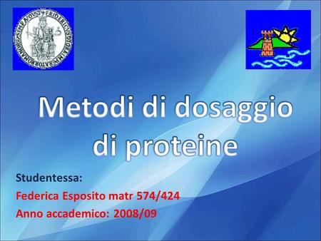 Studentessa: Federica Esposito matr 574/424 Anno accademico: 2008/09