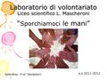 Laboratorio di volontariato Liceo scientifico L. Mascheroni “ Sporchiamoci le mani” Referente: Prof. Vavassori a.s 2011-2012.