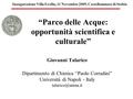 “Parco delle Acque: opportunità scientifica e culturale” Giovanni Talarico Dipartimento di Chimica “Paolo Corradini” Università di Napoli - Italy