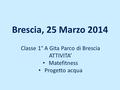 Brescia, 25 Marzo 2014 Classe 1° A Gita Parco di Brescia ATTIVITA’ Matefitness Progetto acqua.