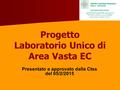 1 Progetto Laboratorio Unico di Area Vasta EC Presentato e approvato dalla Ctss del 05/2/2015 Area Vasta Emilia Centrale (AVEC) www.avec-rer.it Sede operativa: