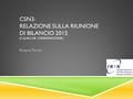 CSN3: RELAZIONE SULLA RIUNIONE DI BILANCIO 2015 (E QUALCHE CONSIDERAZIONE) Rosario Turrisi.