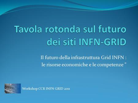 Il futuro della infrastruttura Grid INFN : le risorse economiche e le competenze ” Workshop CCR INFN GRID 2011.