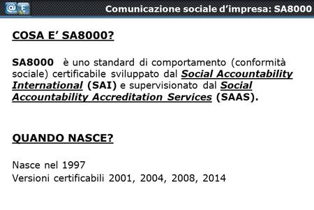 Comunicazione sociale d’impresa: SA8000