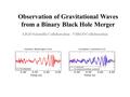 Observation of Gravitational Waves from a Binary Black Hole Merger LIGO Scientific Collaboration – VIRGO Collaboration.