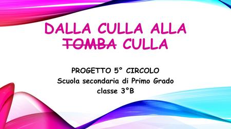 DALLA CULLA ALLA TOMBA CULLA PROGETTO 5° CIRCOLO Scuola secondaria di Primo Grado classe 3°B.