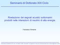 Seminario di Dottorato XXI Ciclo, 16 Ottobre 2008, Universita’ “La Sapienza” Francesco Simeone Rivelazione dei segnali.