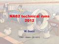 NA62 technical runs 2012 M. Sozzi CSN1 – Milano – 25.3.2013.