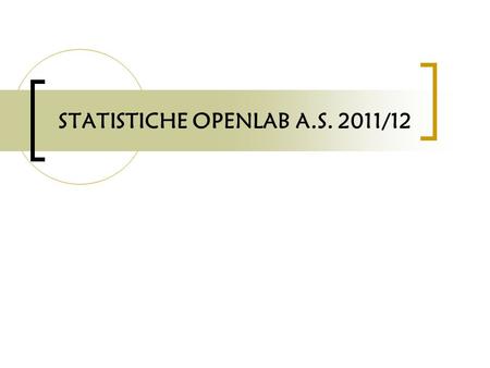 STATISTICHE OPENLAB A.S. 2011/12. Resoconto delle attività OpenLab A.S. 2011/12 ATTIVITA'NUMERO STUDENTI COINVOLTI Antropologia & Scienze dellaTerra21502.