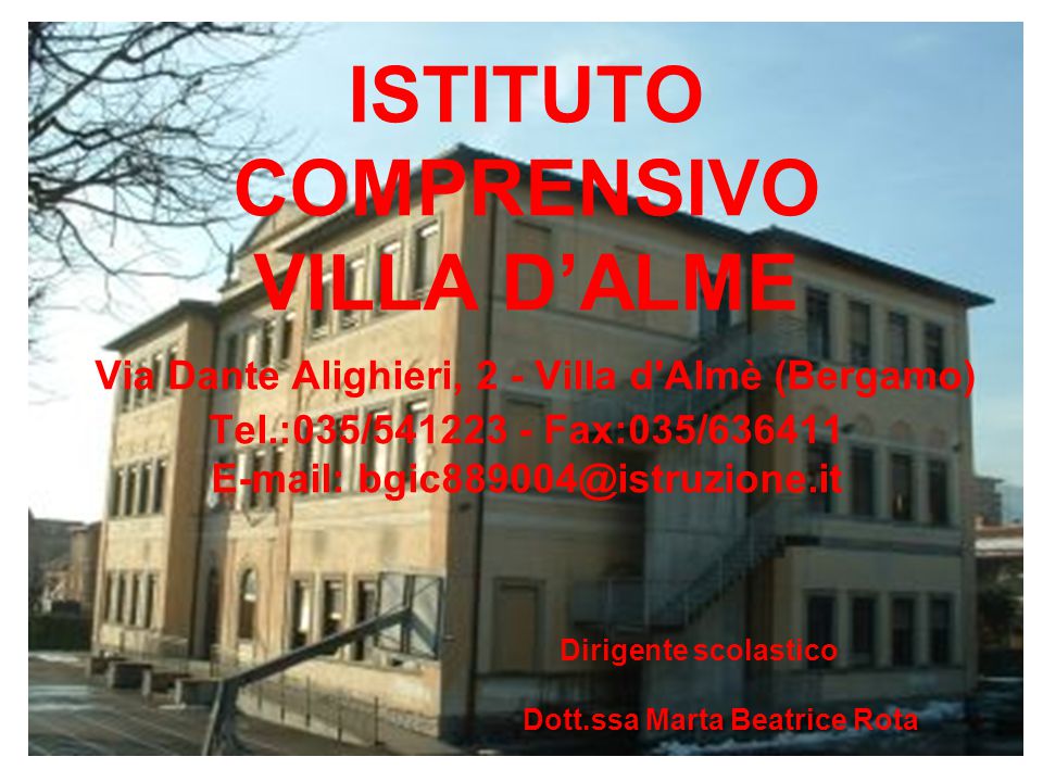 ISTITUTO COMPRENSIVO VILLA D ALME Via Dante Alighieri 2 Villa d