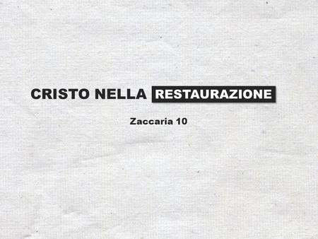 CRISTO NELLA Zaccaria 10 RESTAURAZIONE. Pregare per la pioggia Zaccaria 10:1 Chiedete al Signore la pioggia tardiva di primavera; è il Signore che forma.